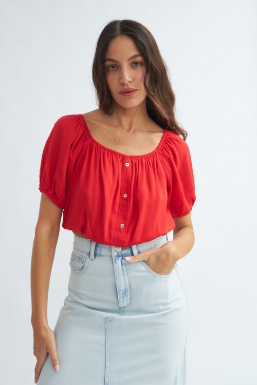 Blusa off shoulder crop top ROJO