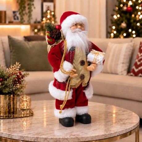 Papá Noel Decorativo Navideño con Chaleco Dorado - Altura 30cm Papá Noel Decorativo Navideño con Chaleco Dorado - Altura 30cm