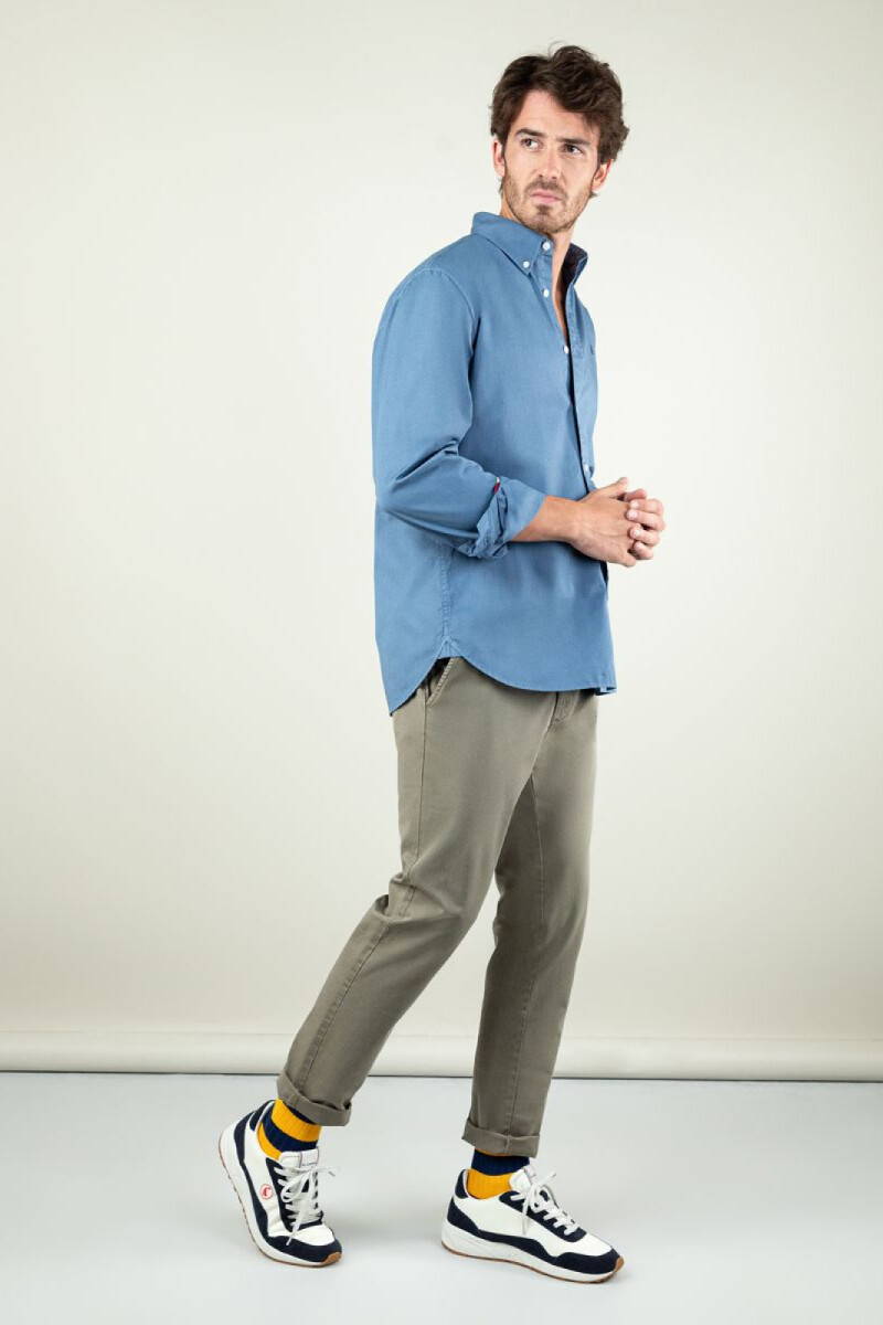 Camisa Garment Dyed Azul