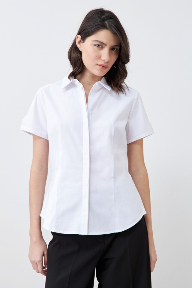 Camisa clásica manga corta blanco