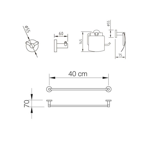 Kit Accesorios 4 Unidades Perchas Portarrollo Y Toallero 000