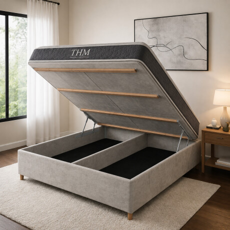 Sommier 2 Plazas THM Hybrid Silver Smart Box Baúl Gris