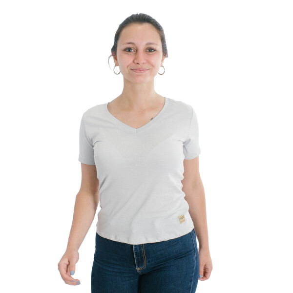 Muvem Ladies Plain V Neck T-Shirt Beige