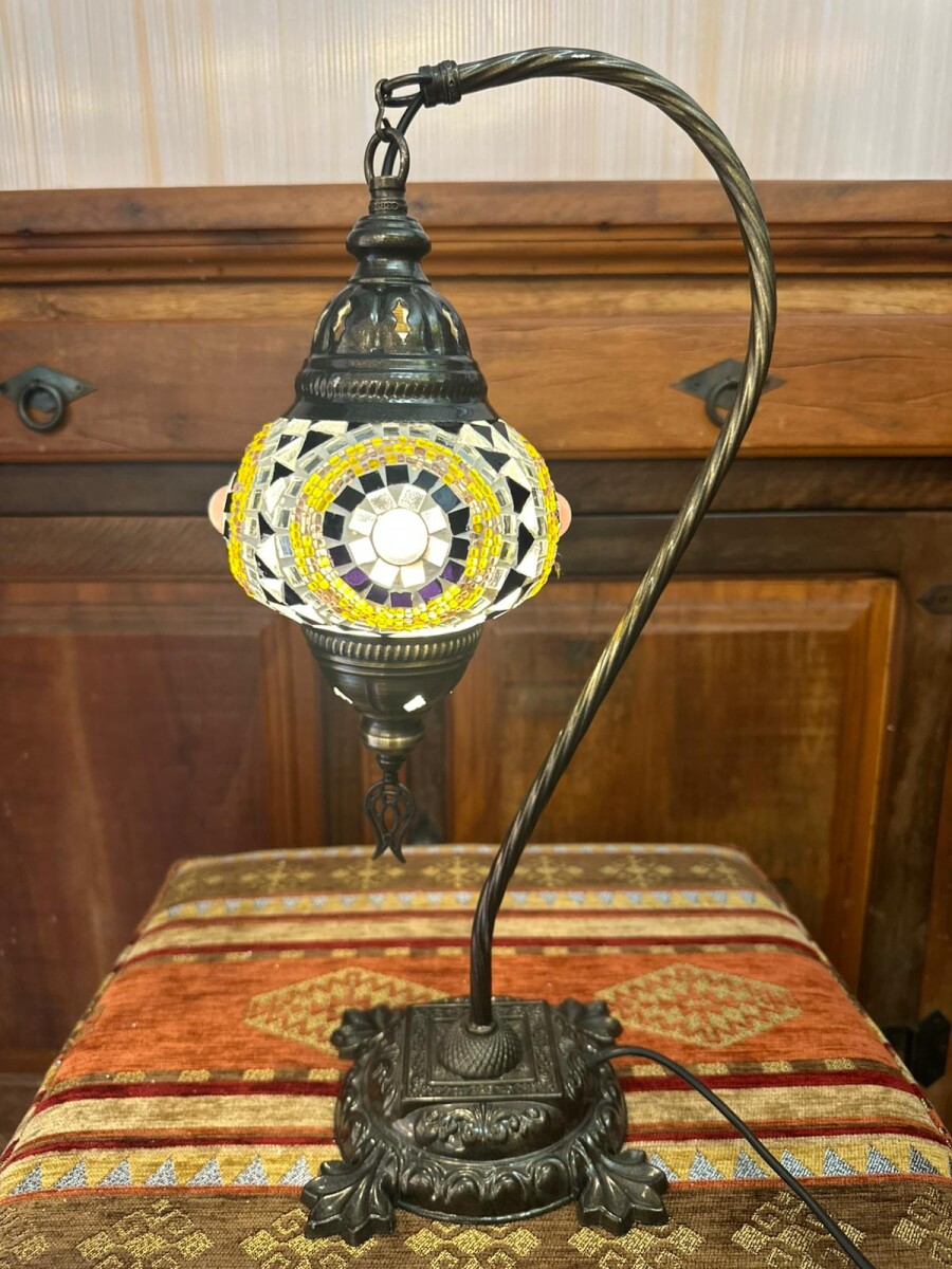 Lámpara vitraux de mesa cuello de cisne Amarillo y Negro TM12 