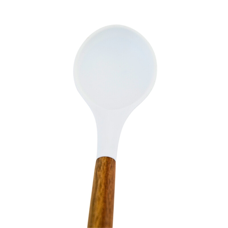 Cuchara Silicona 31CM Mango Acacia BLANCO