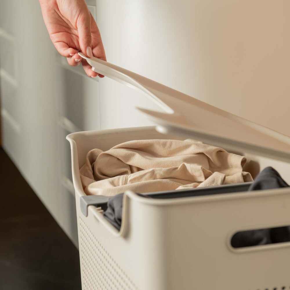 CESTO ROPA DOBLE PLASTICO NATURAL-BEIGE CFW2000