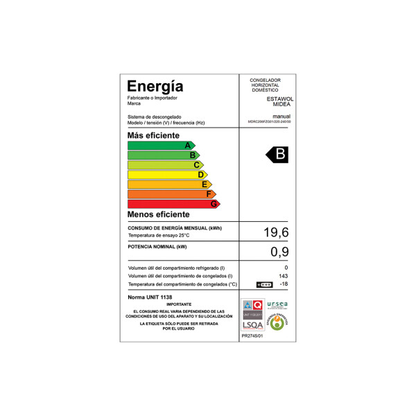 Freezer Inverter 143L Midea MDRC206FZG01 Freezer Inverter 143L Midea MDRC206FZG01