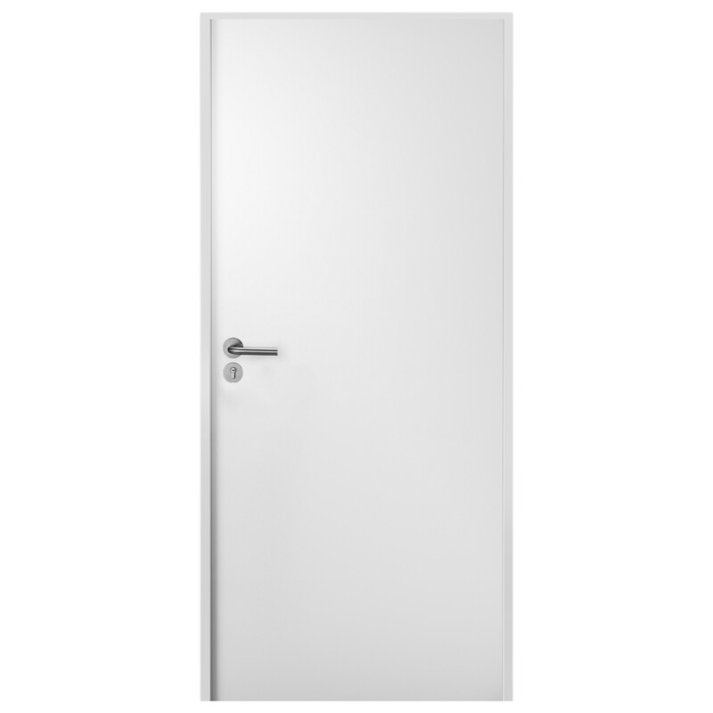 Puerta Interior en MDF con Marco y Cerradura Lumax Blanca lisa Herraje Plateado