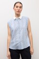 Camisa rayada sin mangas celeste