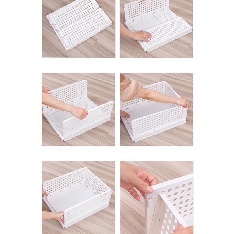 Estante cajonera plegable y apilable de plástico C Estante cajonera plegable y apilable de plástico C