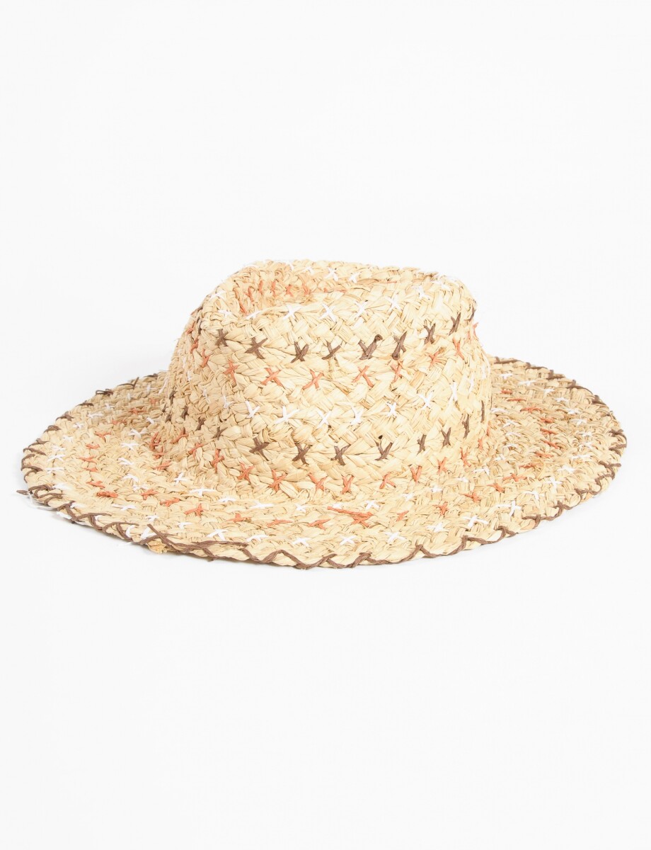 Sombrero playero detalle bordado - beige 