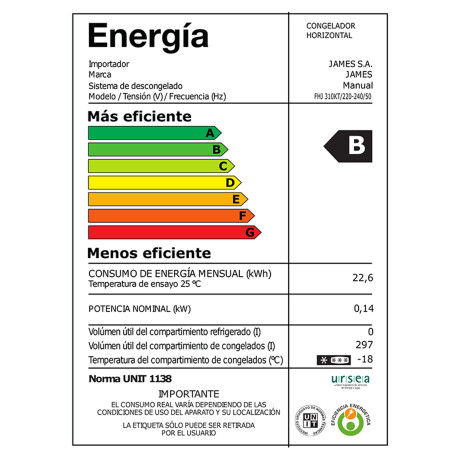 FREEZER HORIZONTAL JAMES 297-LITROS BLANCO FHJ 310 KT FRÍO HUMEDO