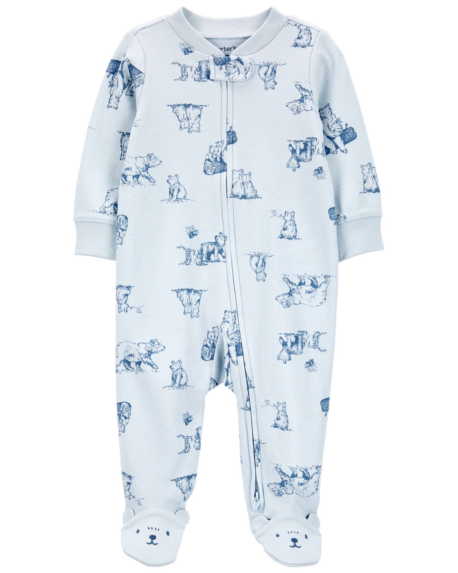 Pijama una pieza de algodón, con pie, diseño oso Pijama una pieza de algodón, con pie, diseño oso