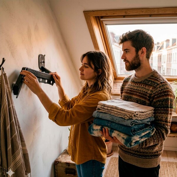 Tendedero Ropa Plegable Extensible 96 Cm 180° Ventosa Balcón Color Negro