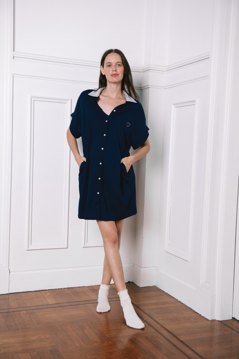 Vestido Camisero Maternal Pupa Azul Marino