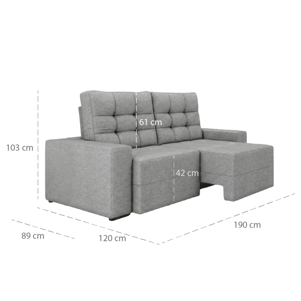 Sillón Cama Reclier Pequim 3 Cuerpos - Extensible Gris