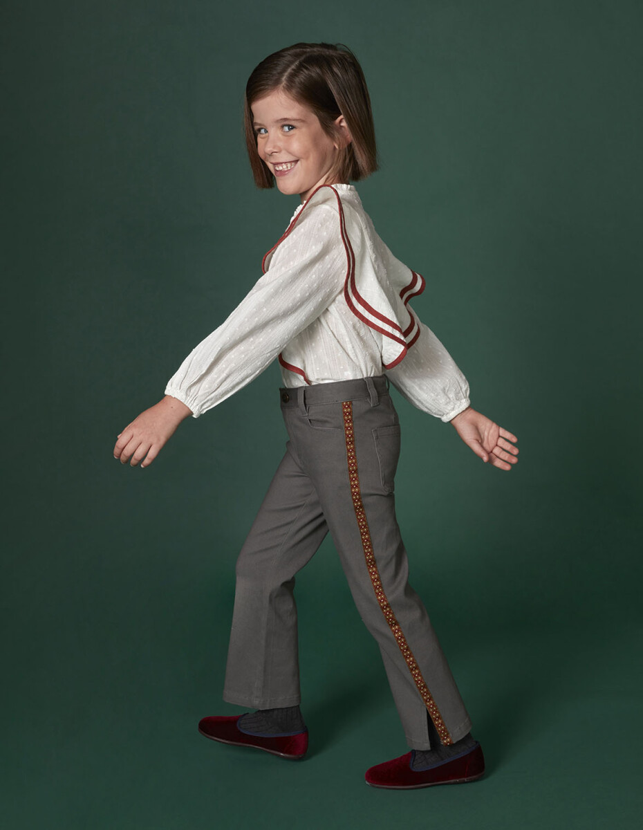 Pantalon Campana Con Cinta Lateral - Gris Marengo 
