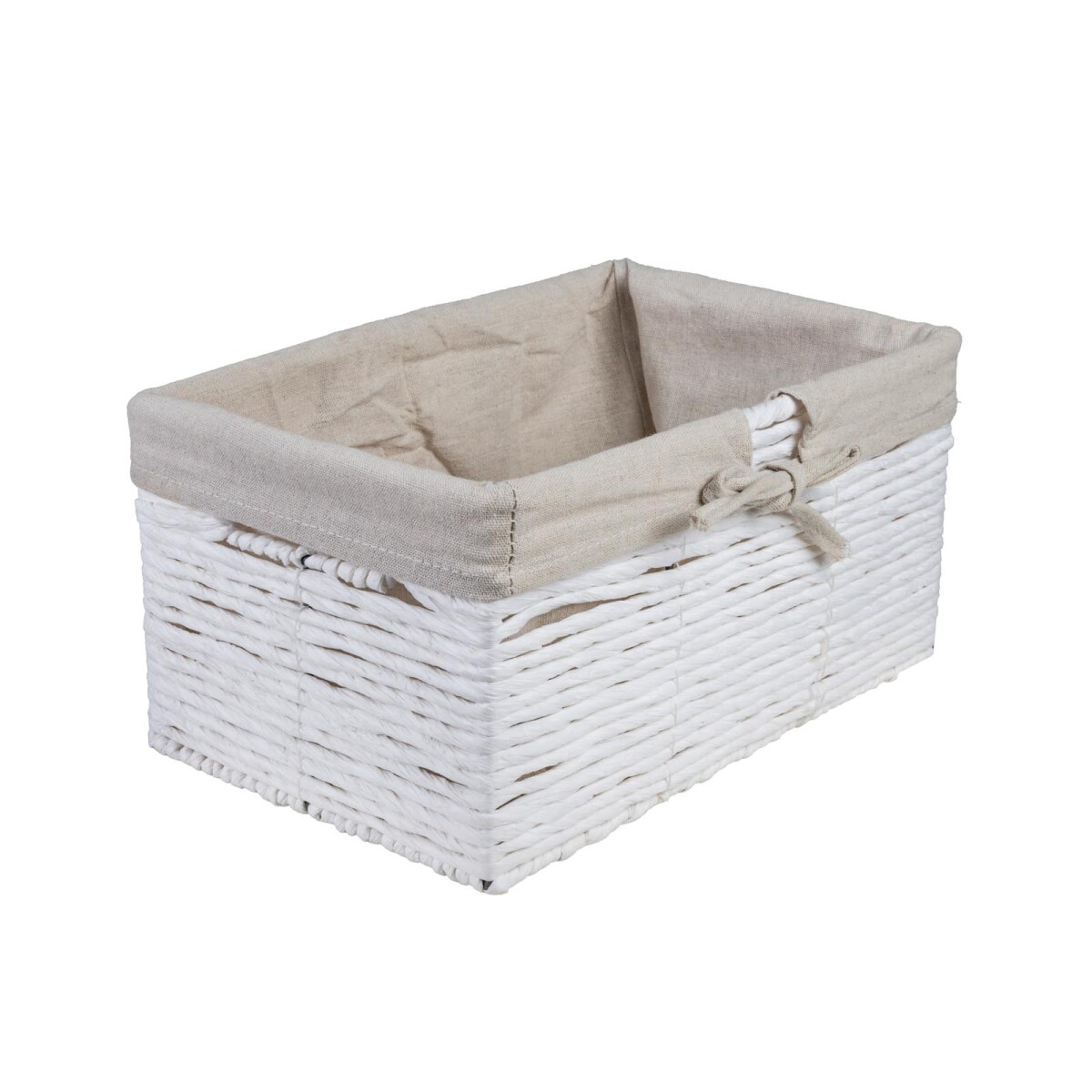CAJA - ORGANIZADORA NATURAL/BEIGE TELA RATÁN Y TELA 