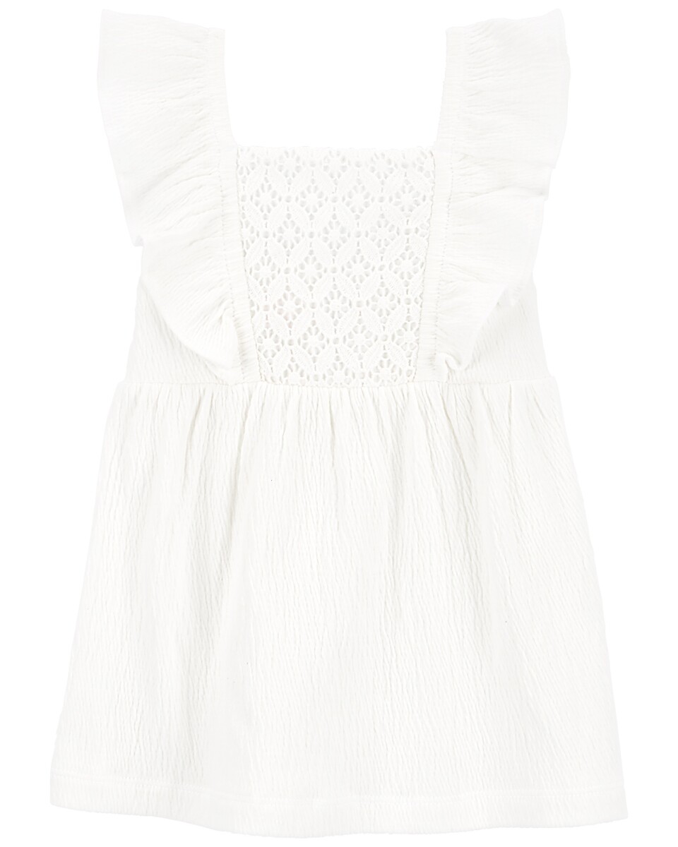 Vestido de jersey arrugado, con canesú a crochet 