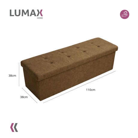 Puff Baúl Lumax Plegable 110x38 cm Organizador Living Dormitorio Marrón