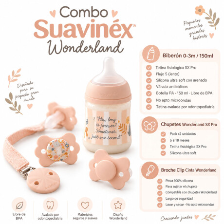 Set Suavinex Mamadera + 2 Chupetes SX Pro + Broche Clip Rosa