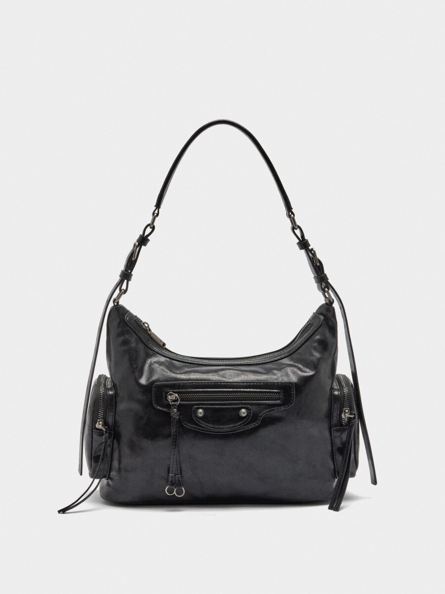 Bolso De Hombro De Efecto Envejecido negro