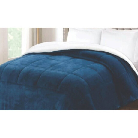 Acolchado RED FLEX de Corderito y Sherpa QUEEN 250x230 AZUL
