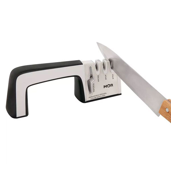 AFILADOR DE CUCHILLOS Y TIJERA 23X8.5 CM. PLATA