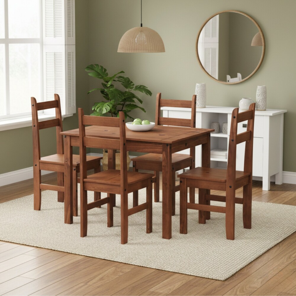Juego de Comedor Lucia Plus 4 Sillas Madera Oscuro