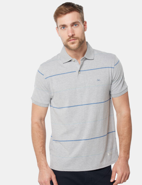 REMERA POLO RAYADA Gris