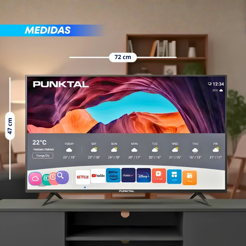 SMART TV 32" PUNKTAL HD PK-32 WOS Negro