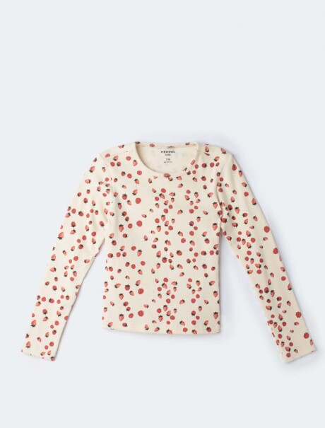 BLUSA MANGA LARGA INFANTIL CON ESTAMPADO BEIGE