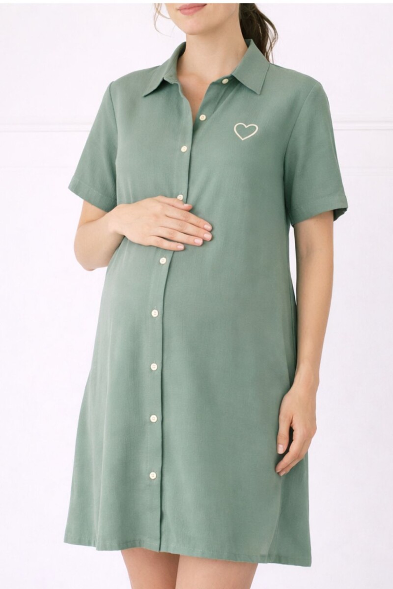 Camisa Maternal Pupa – Viscosa suave con bolsillos prácticos Verde