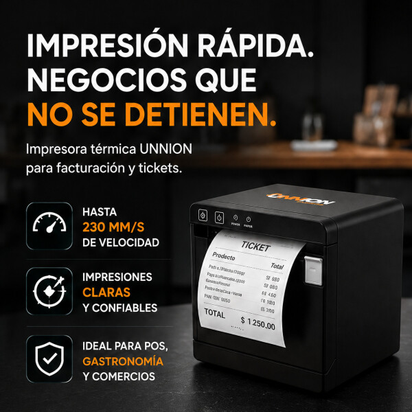 Impresora Térmica Unnion Facturacion Usb + Lan Papel 80mm Color Negro