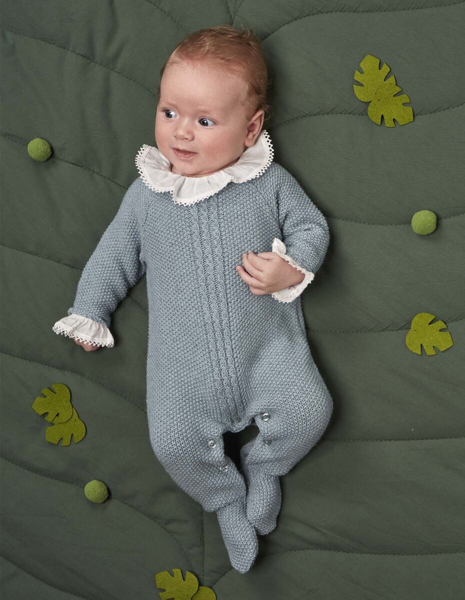 Pelele Con Cuello Volante - Azul Nuevo Melange 