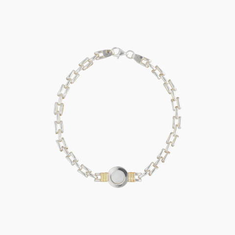 Pulsera en plata y oro con nácar Pulsera En Plata Y Oro Con Nácar