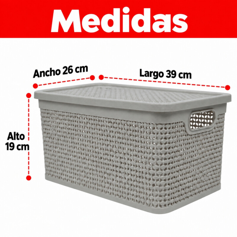 Set x4 Caja simil ratán 15 lts CAPPUCCINO
