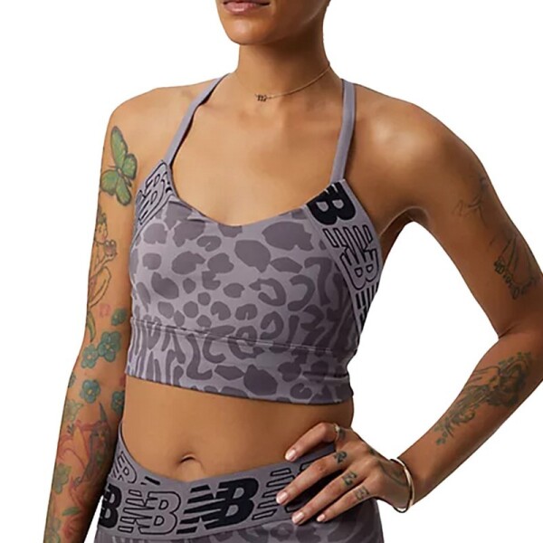 Top New Balance Relentless Printed Crop Gris