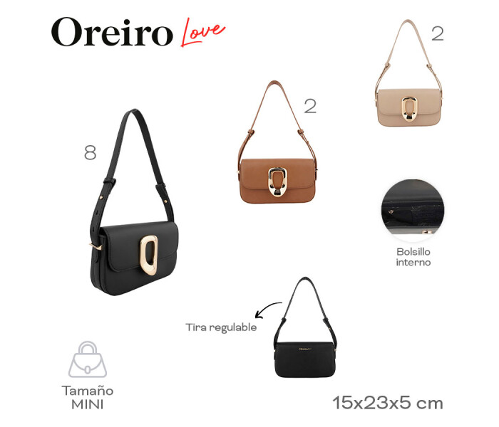 Cartera Las Oreiro Love Negro