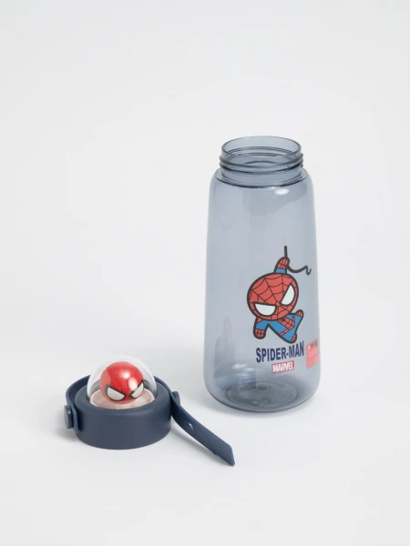Botella plastico spiderman 600 ml Azul Marino