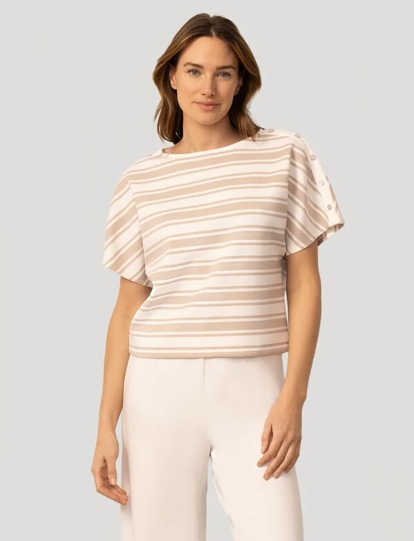 Remera Botones En Hombro MULTI/BEIGE