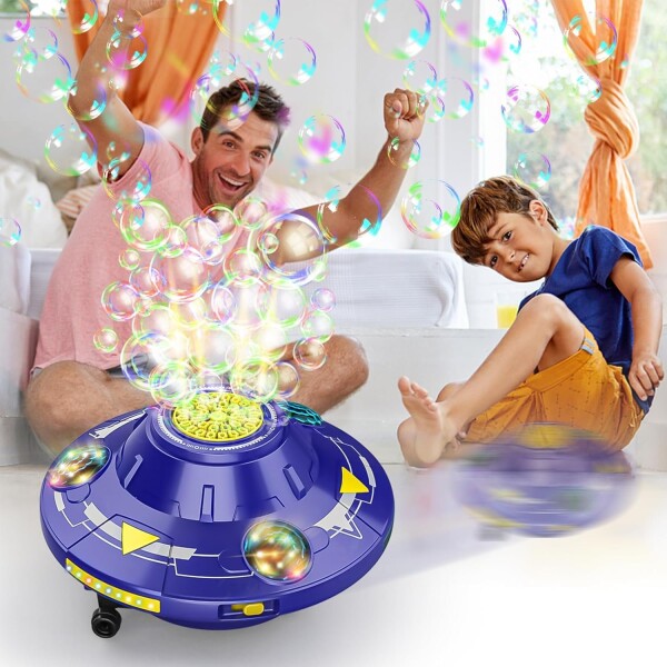 Burbujero Giratorio Automatico Con Luces Burbujas Recargable Variante Color Violeta
