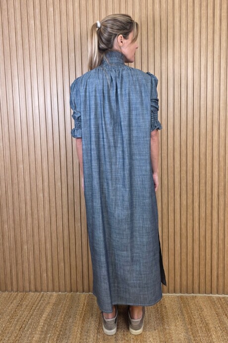 Vestido Maldivas Lino Azul Melange