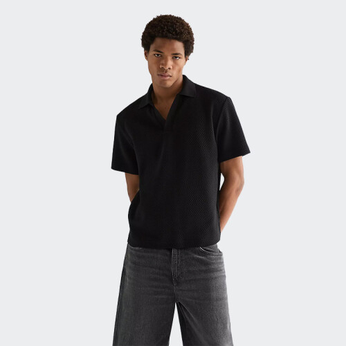 Remera Wrangler Polo Knitted Negro
