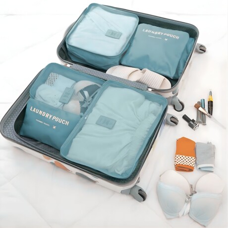 Set de 6 Organizadores de Valija Equipaje para Viaje Azul