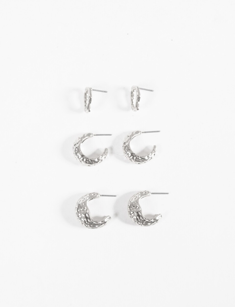 Set de aros labrados - plateado 