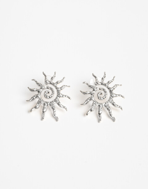 Aros Pasantes Metal Aros Maxi Pasantes Sol - Plateado Plata Mate