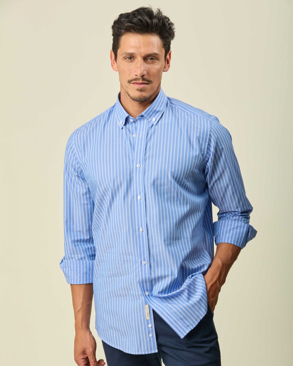 Camisa Sport Algodón Manga Larga Celeste Fantasia