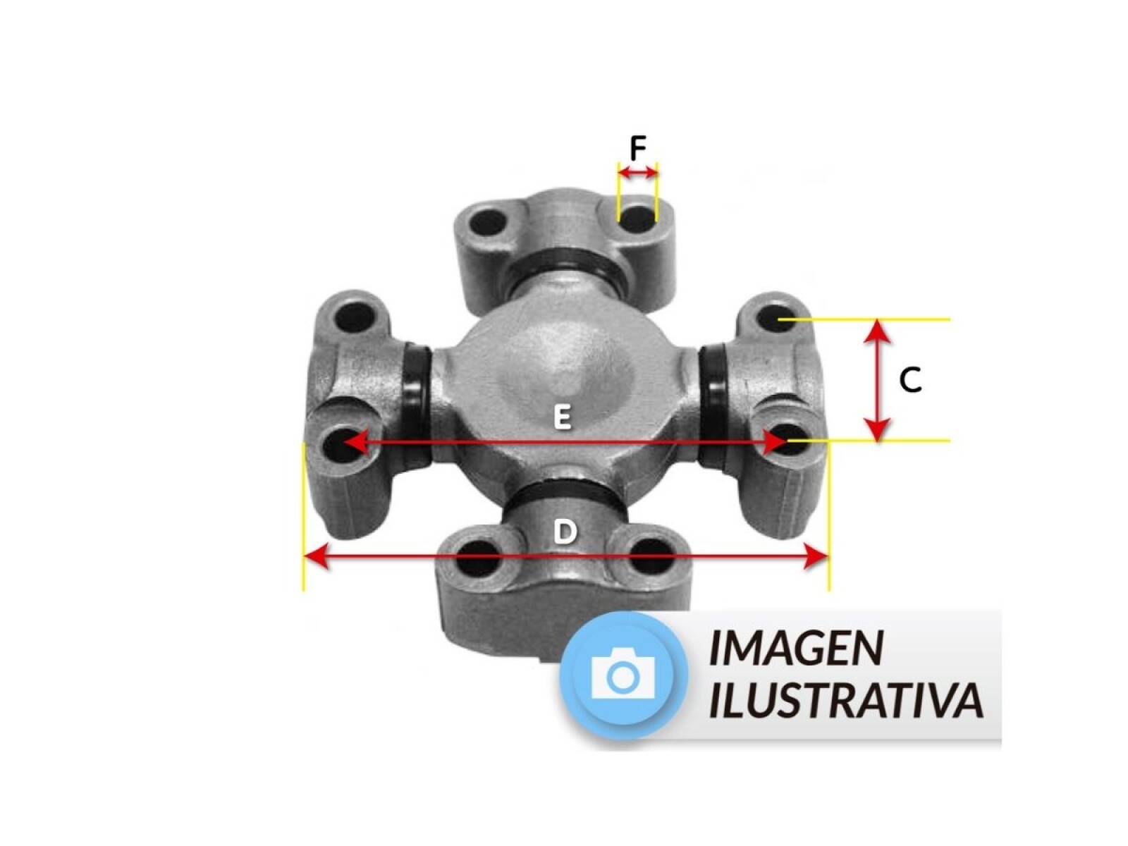 CRUCETA C:42.5mm D:140.5mm E:114.6mm F:10.4 