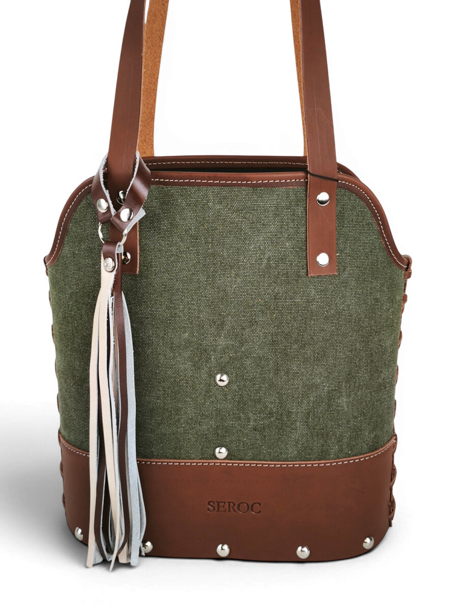 Matera de lona con base de madera y porta celular - Verde 